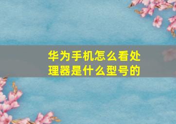 华为手机怎么看处理器是什么型号的