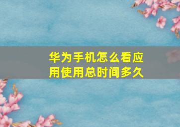 华为手机怎么看应用使用总时间多久