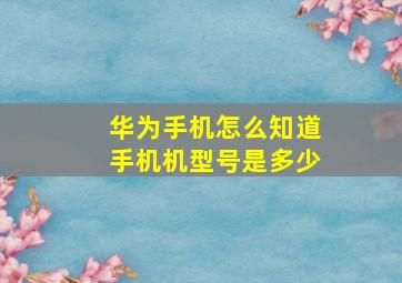 华为手机怎么知道手机机型号是多少