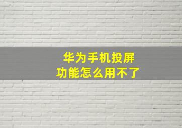 华为手机投屏功能怎么用不了