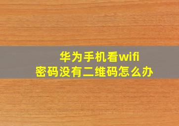 华为手机看wifi密码没有二维码怎么办