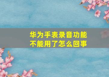 华为手表录音功能不能用了怎么回事