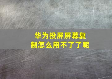 华为投屏屏幕复制怎么用不了了呢