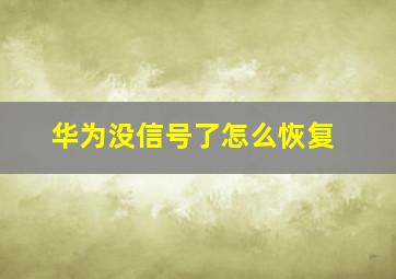 华为没信号了怎么恢复