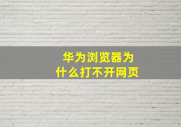 华为浏览器为什么打不开网页