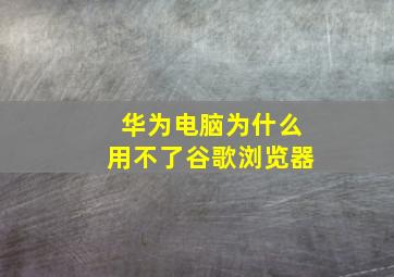 华为电脑为什么用不了谷歌浏览器