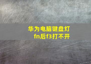 华为电脑键盘灯fn后f3打不开