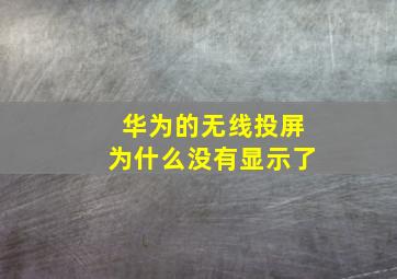 华为的无线投屏为什么没有显示了