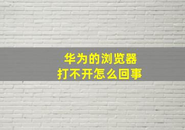 华为的浏览器打不开怎么回事