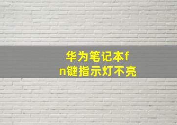 华为笔记本fn键指示灯不亮