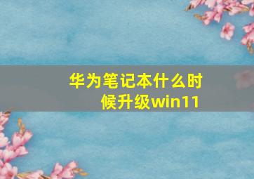 华为笔记本什么时候升级win11