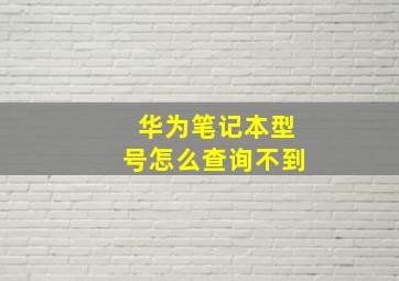 华为笔记本型号怎么查询不到