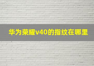 华为荣耀v40的指纹在哪里