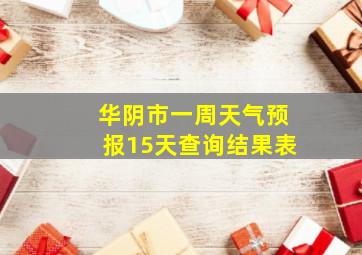 华阴市一周天气预报15天查询结果表