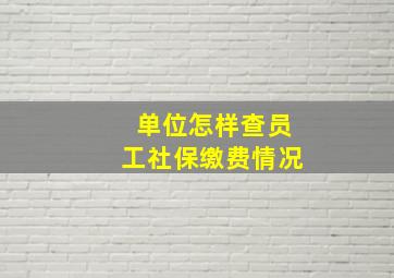 单位怎样查员工社保缴费情况