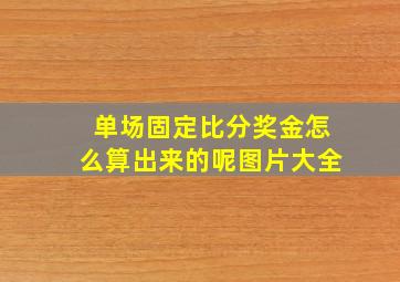 单场固定比分奖金怎么算出来的呢图片大全