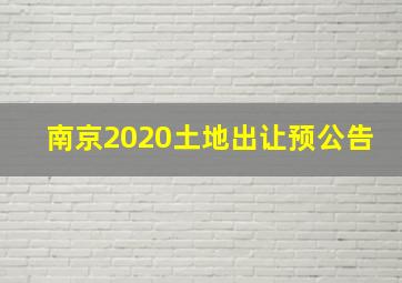 南京2020土地出让预公告