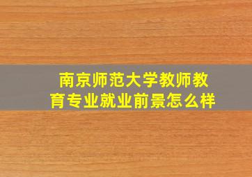 南京师范大学教师教育专业就业前景怎么样