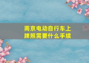 南京电动自行车上牌照需要什么手续