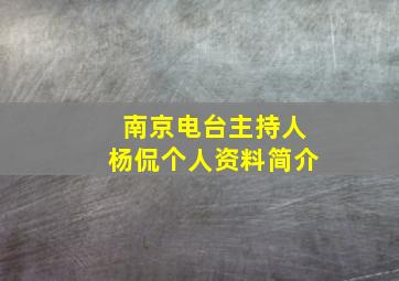 南京电台主持人杨侃个人资料简介