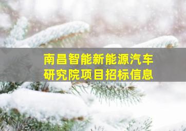 南昌智能新能源汽车研究院项目招标信息