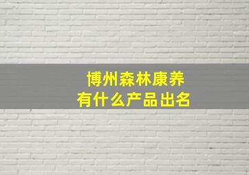 博州森林康养有什么产品出名