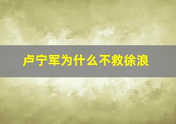 卢宁军为什么不救徐浪