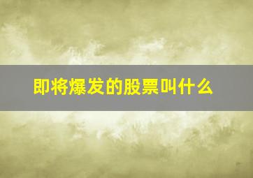 即将爆发的股票叫什么