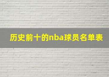 历史前十的nba球员名单表