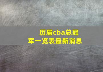 历届cba总冠军一览表最新消息