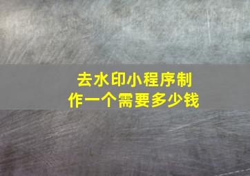 去水印小程序制作一个需要多少钱