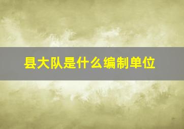 县大队是什么编制单位