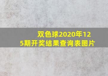 双色球2020年125期开奖结果查询表图片