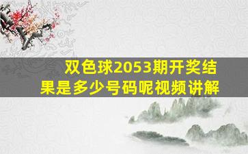 双色球2053期开奖结果是多少号码呢视频讲解