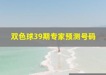 双色球39期专家预测号码