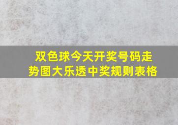 双色球今天开奖号码走势图大乐透中奖规则表格