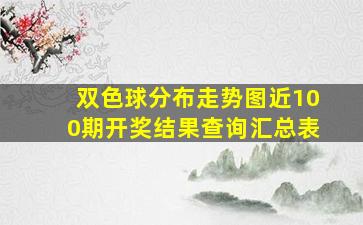 双色球分布走势图近100期开奖结果查询汇总表