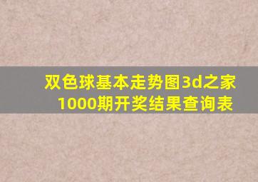 双色球基本走势图3d之家1000期开奖结果查询表