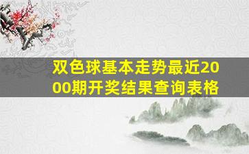 双色球基本走势最近2000期开奖结果查询表格