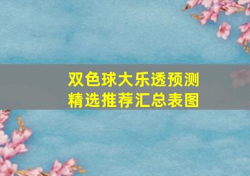 双色球大乐透预测精选推荐汇总表图