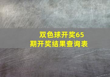 双色球开奖65期开奖结果查询表