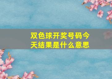 双色球开奖号码今天结果是什么意思