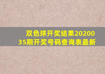 双色球开奖结果2020035期开奖号码查询表最新