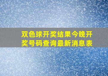 双色球开奖结果今晚开奖号码查询最新消息表