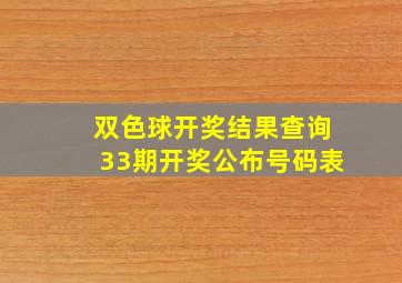 双色球开奖结果查询33期开奖公布号码表