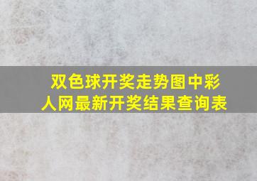 双色球开奖走势图中彩人网最新开奖结果查询表