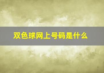 双色球网上号码是什么