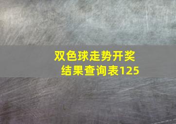 双色球走势开奖结果查询表125