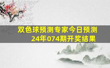 双色球预测专家今日预测24年074期开奖结果