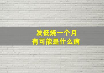 发低烧一个月有可能是什么病